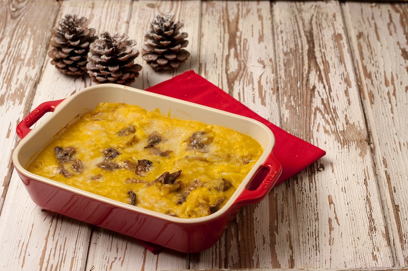 Cannelloni di ricotta con funghi e vellutata di zucca