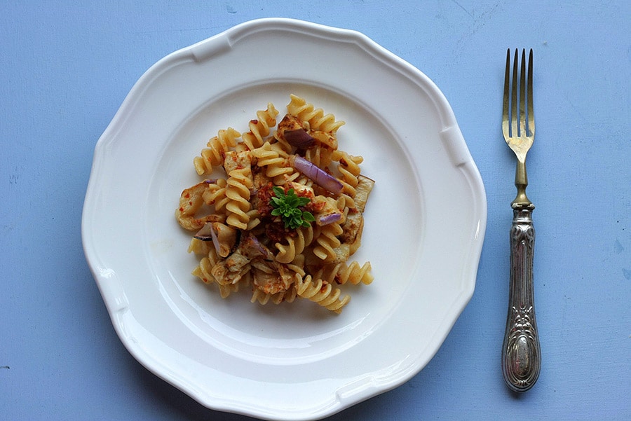 Fusilli integrali alle melanzane grigliate