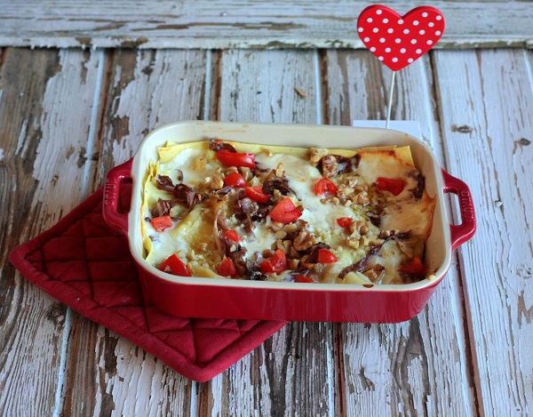 Lasagne con radicchio stracchino e noci