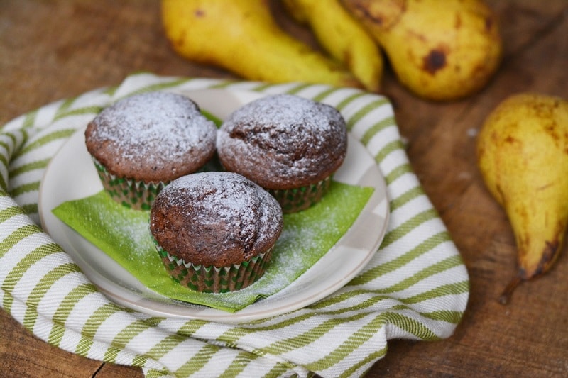 Muffin con cacao e pere