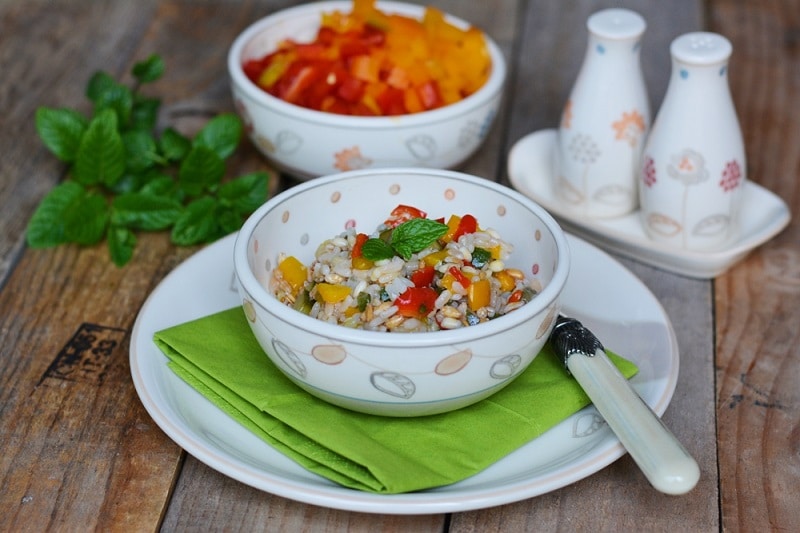 Riso, farro e orzo alle verdure al profumo di menta