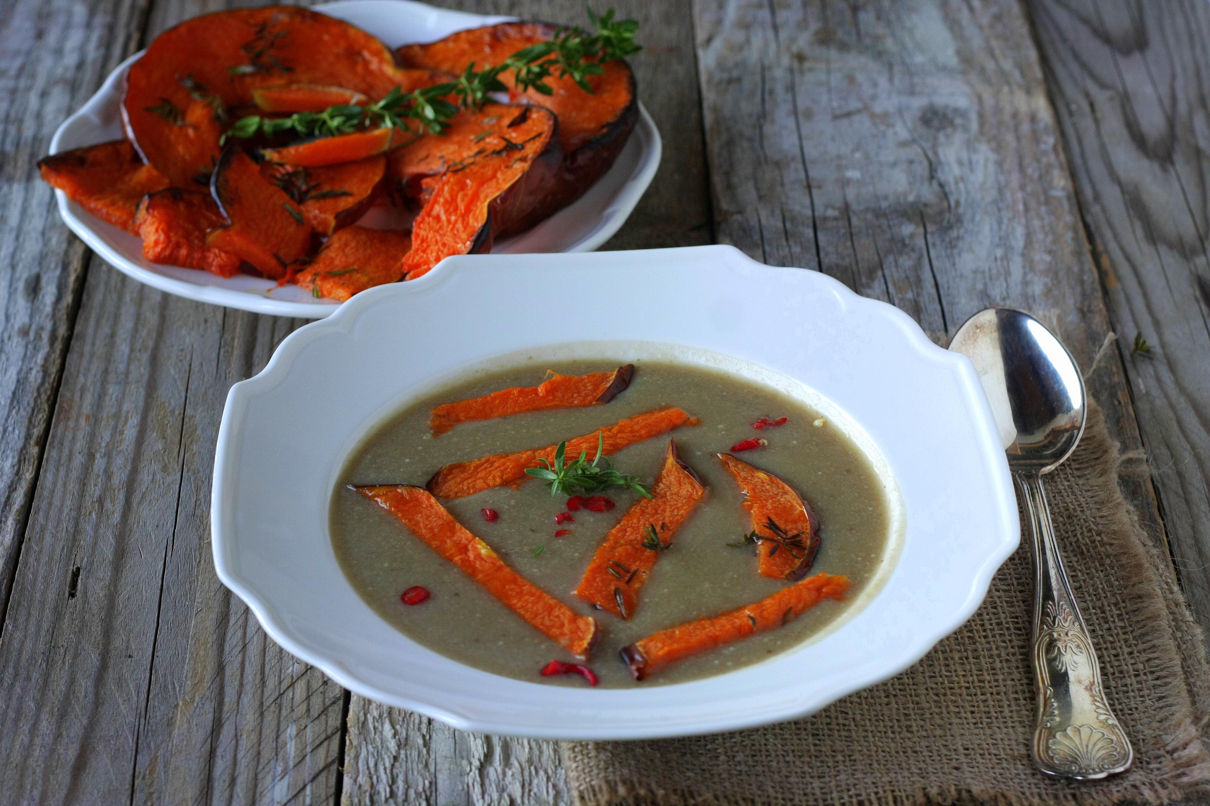 Crema di porcini con zucca arrosto