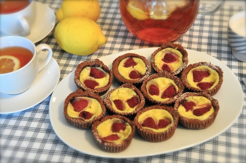 Crostatine lamponi e cacao