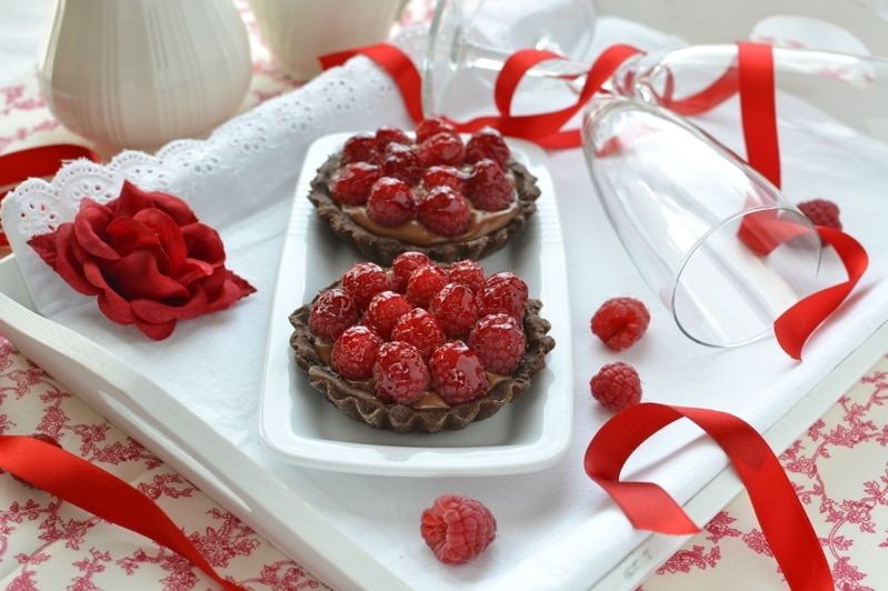 Crostatine di cioccolato e lamponi per San Valentino