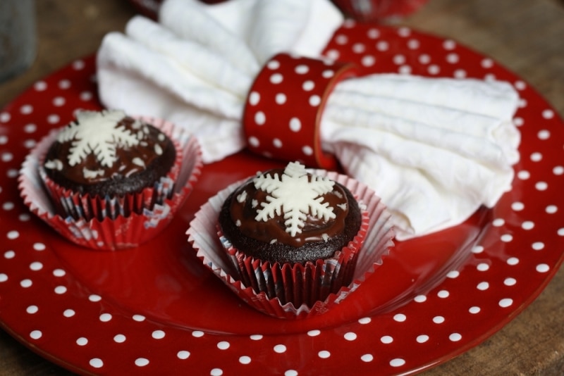 Muffins al cioccolato innevati
