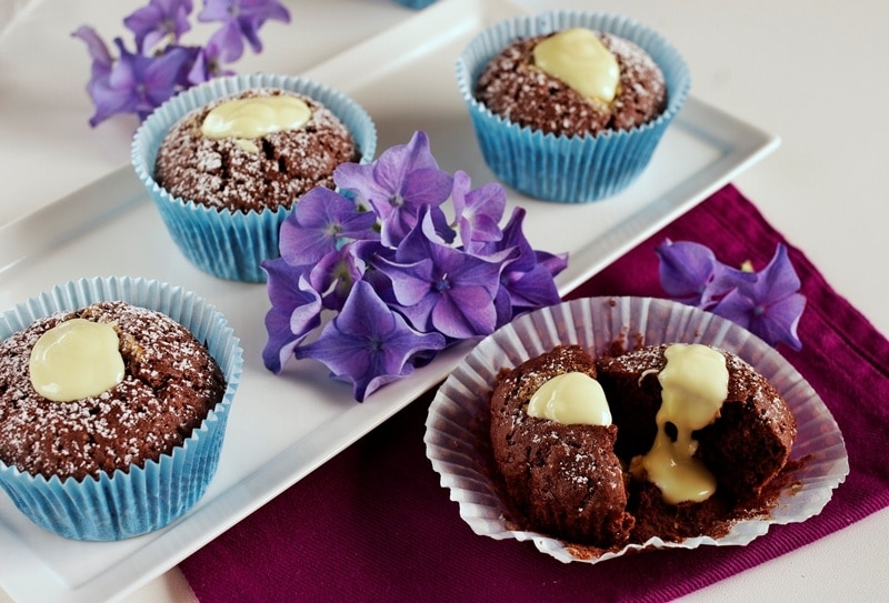 Tortini al cacao dal cuore bianco