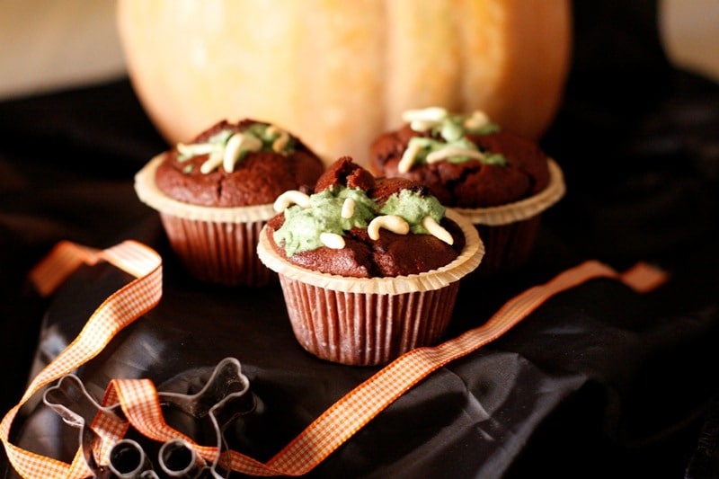 Muffins di Halloween con vermetti