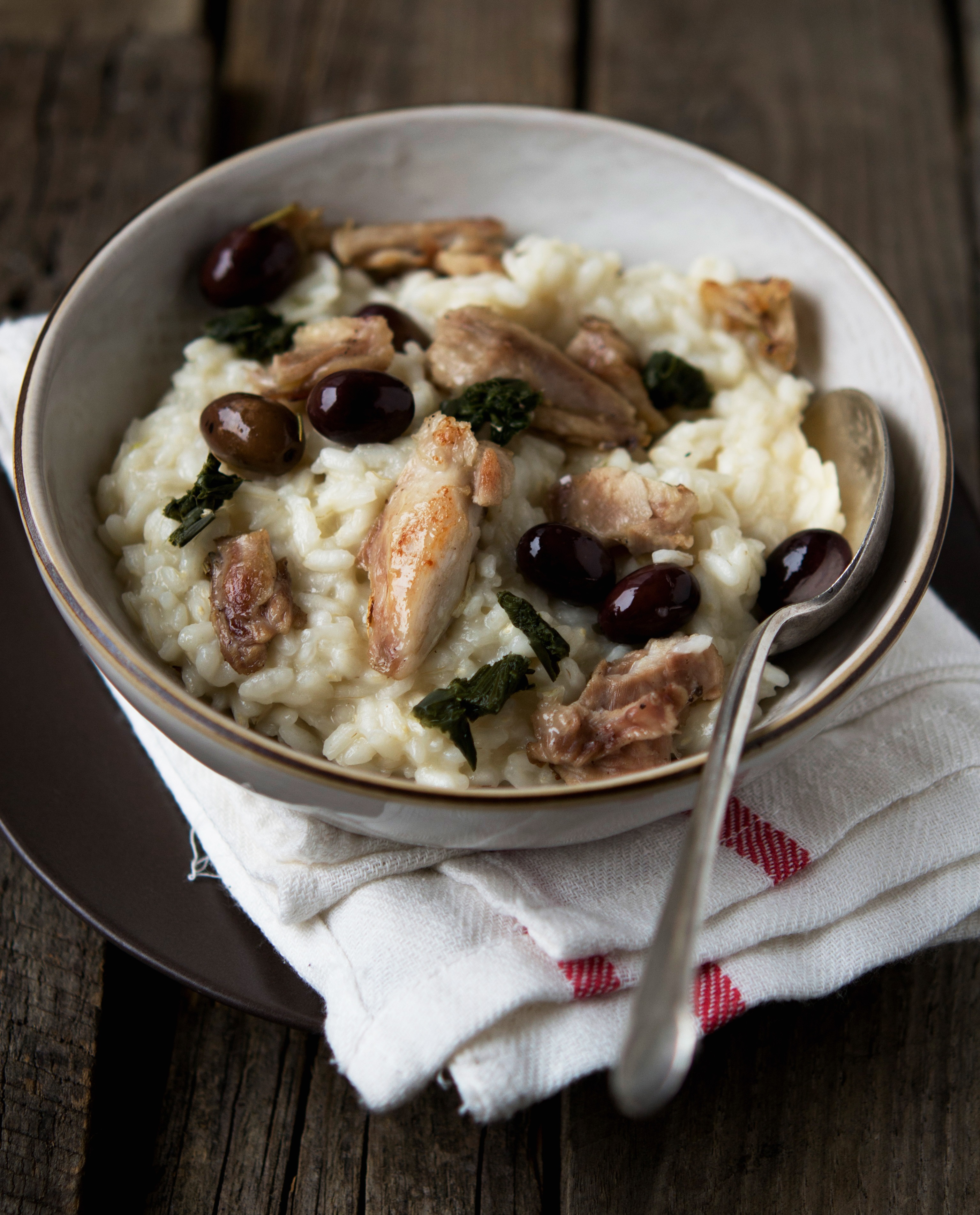 Risotto con coniglio e olive taggiasche