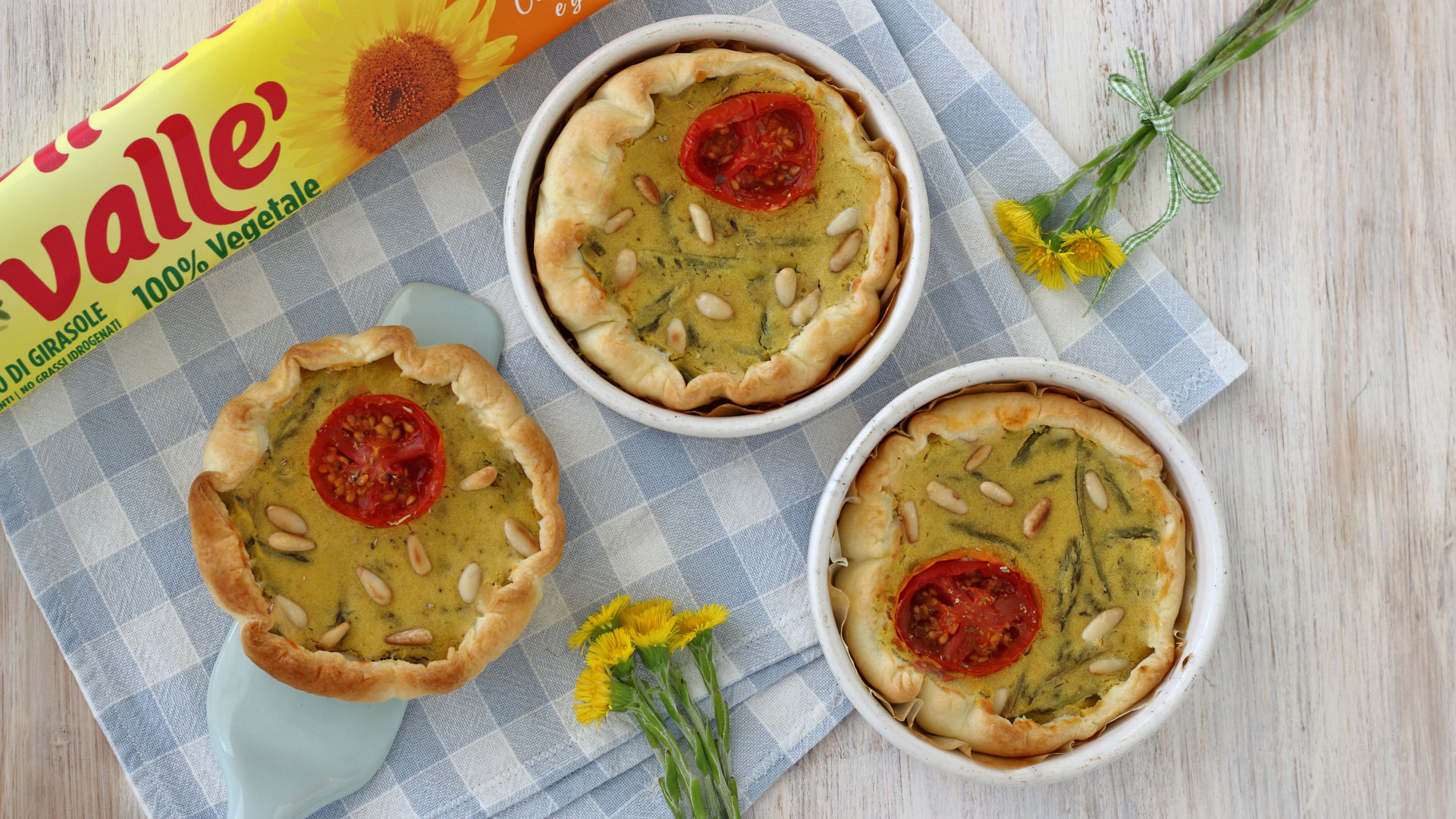 Mini quiche vegane agli asparagi