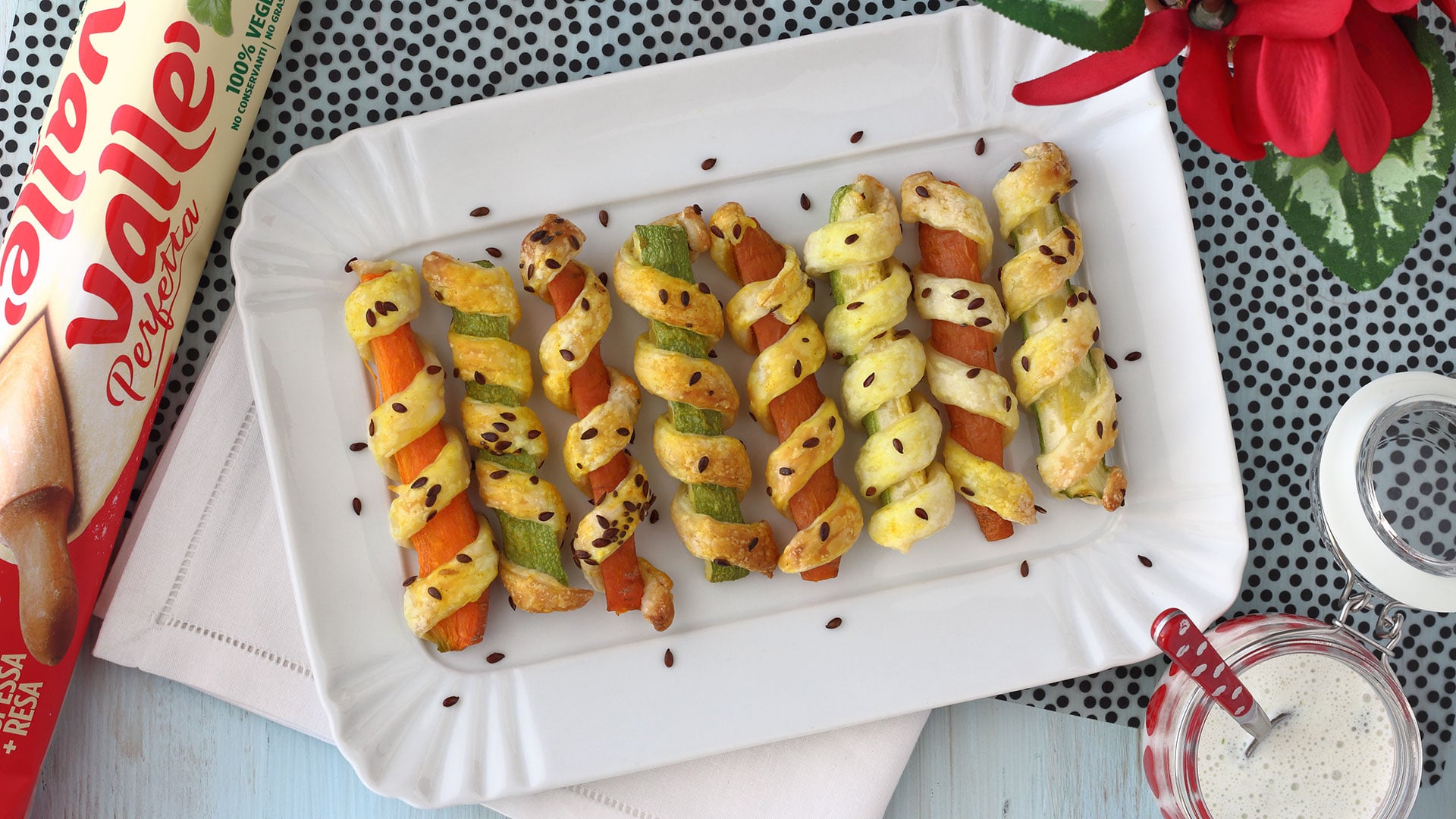 Bastoncini di sfoglia e verdure