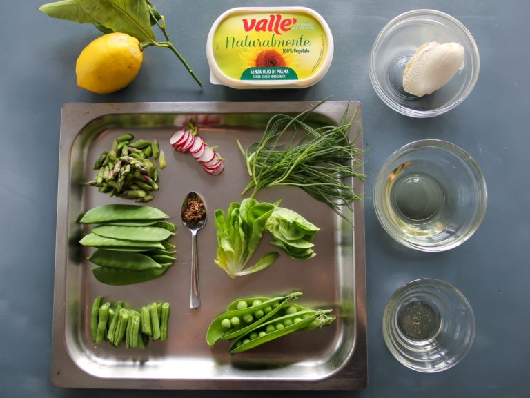Insalata primaverile di verdure cotte e crude, citronette miele e senape - Ingredienti