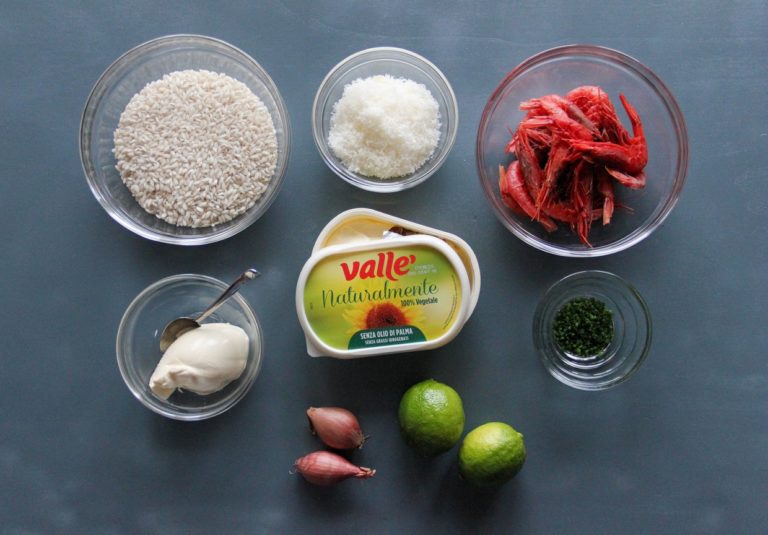 Risotto al gambero rosso, lime e Franciacorta - ingredienti