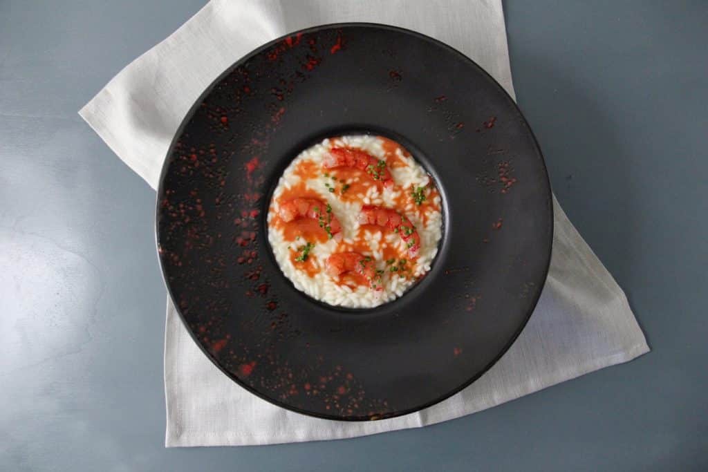 Risotto al gambero rosso, lime, franciacorta