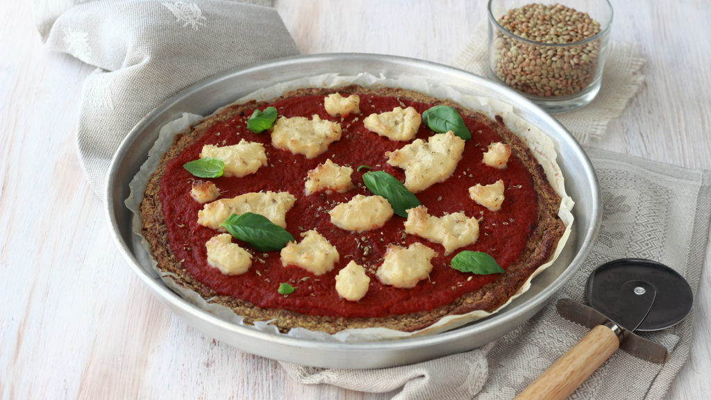 Pizza vegana di lenticchie