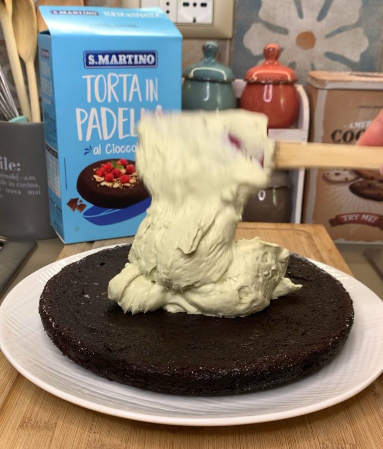 torta in padella cioccolato e pistacchio farcire