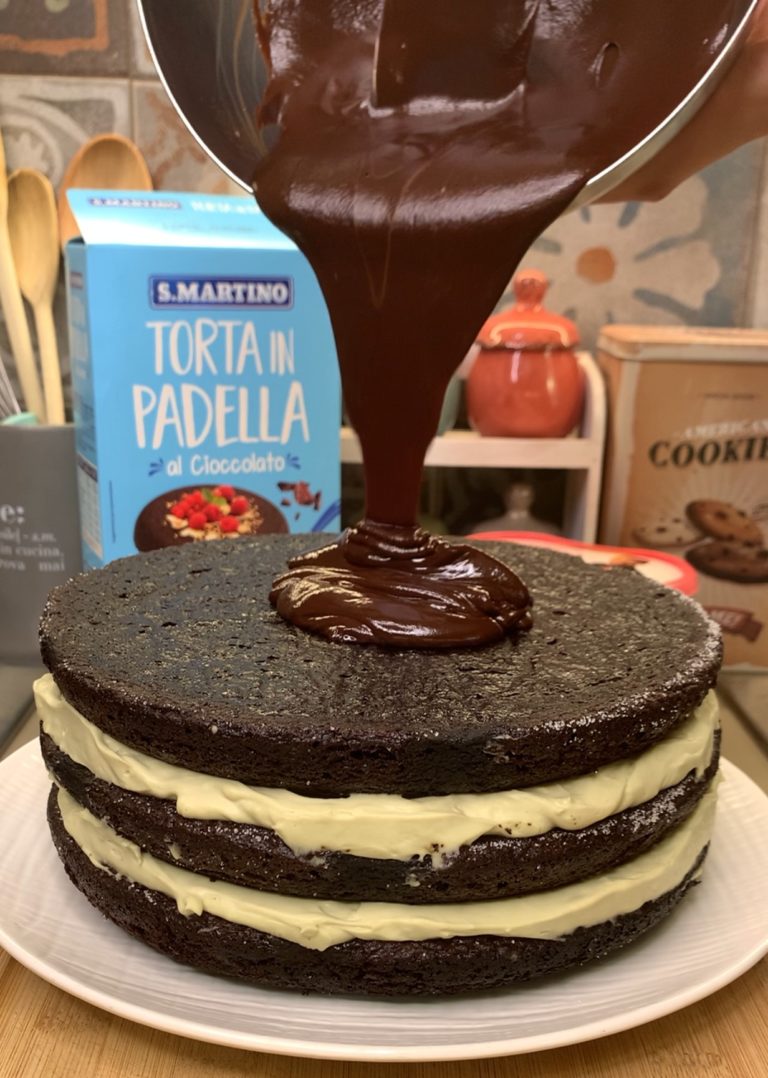 torta in padella cioccolato e pistacchio ganache