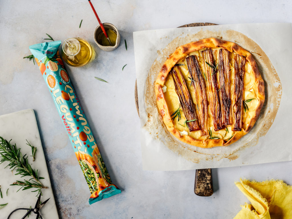 Torta salata porri e patate con Legumitù